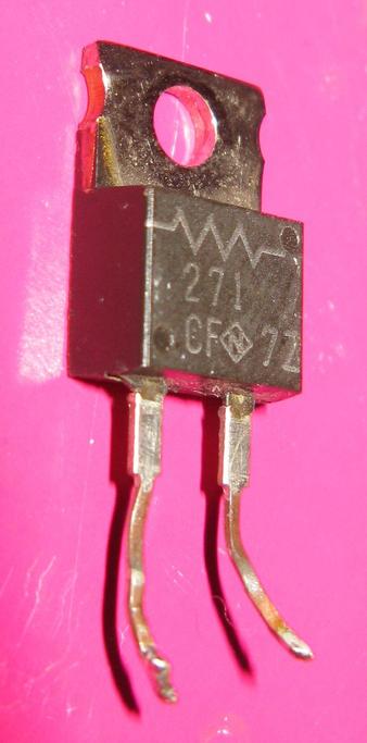 A To-220 ish case resistor; Marked with a resistor symbol; 271, CF 7Z with an 'N' symbol in a diamond after the CF