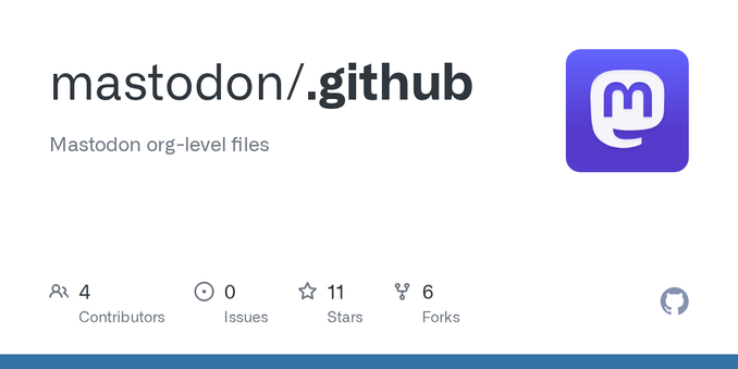 screenshot of the mastodon GitHub page.